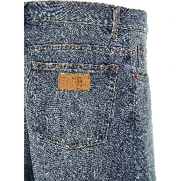 Blue Cotton Straight-Leg Jeans