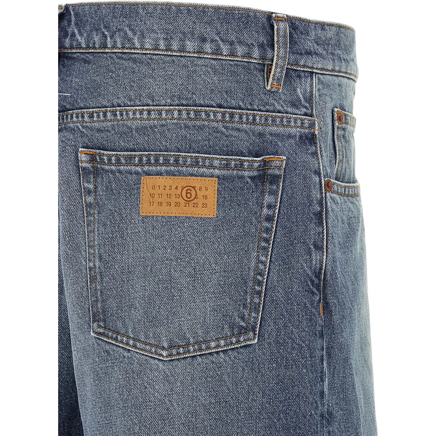 Blue Cotton Straight-Leg Jeans