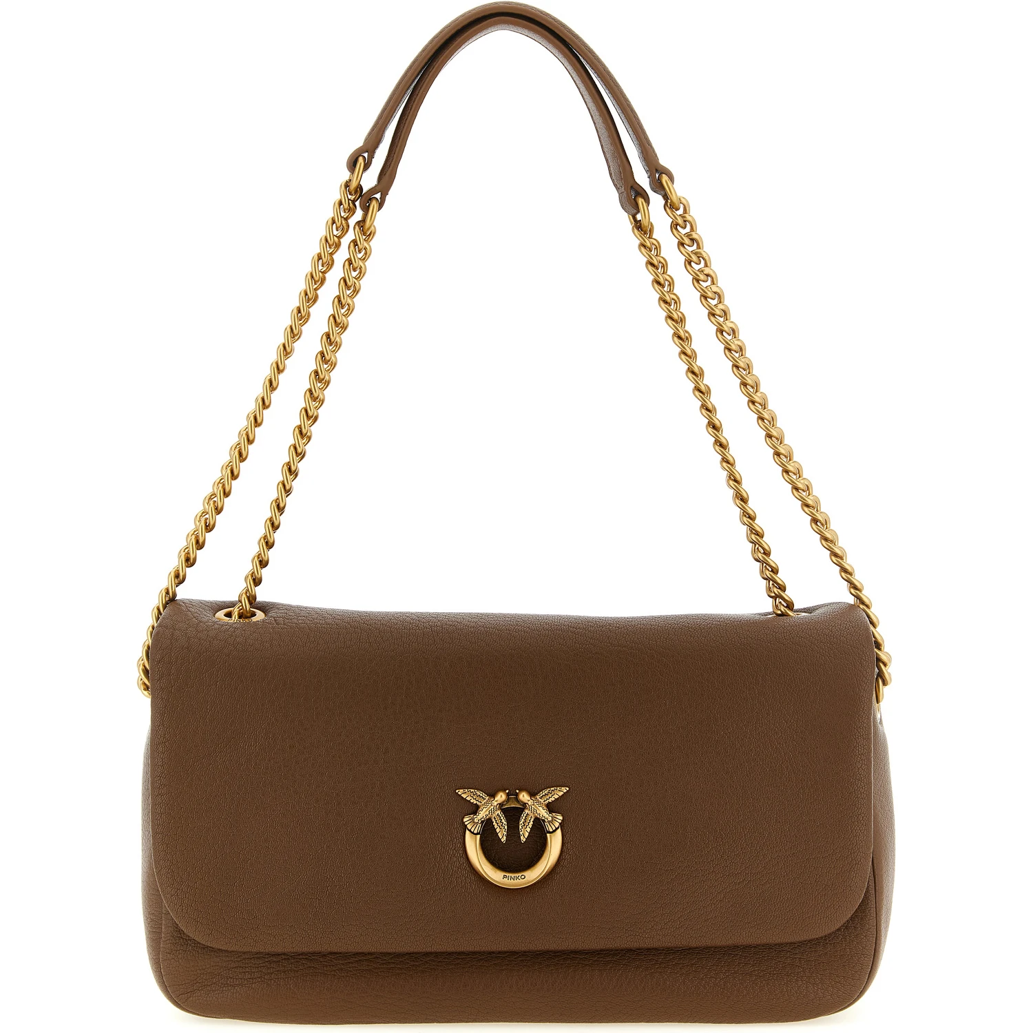 Brown Lamb Leather Shoulder Bag