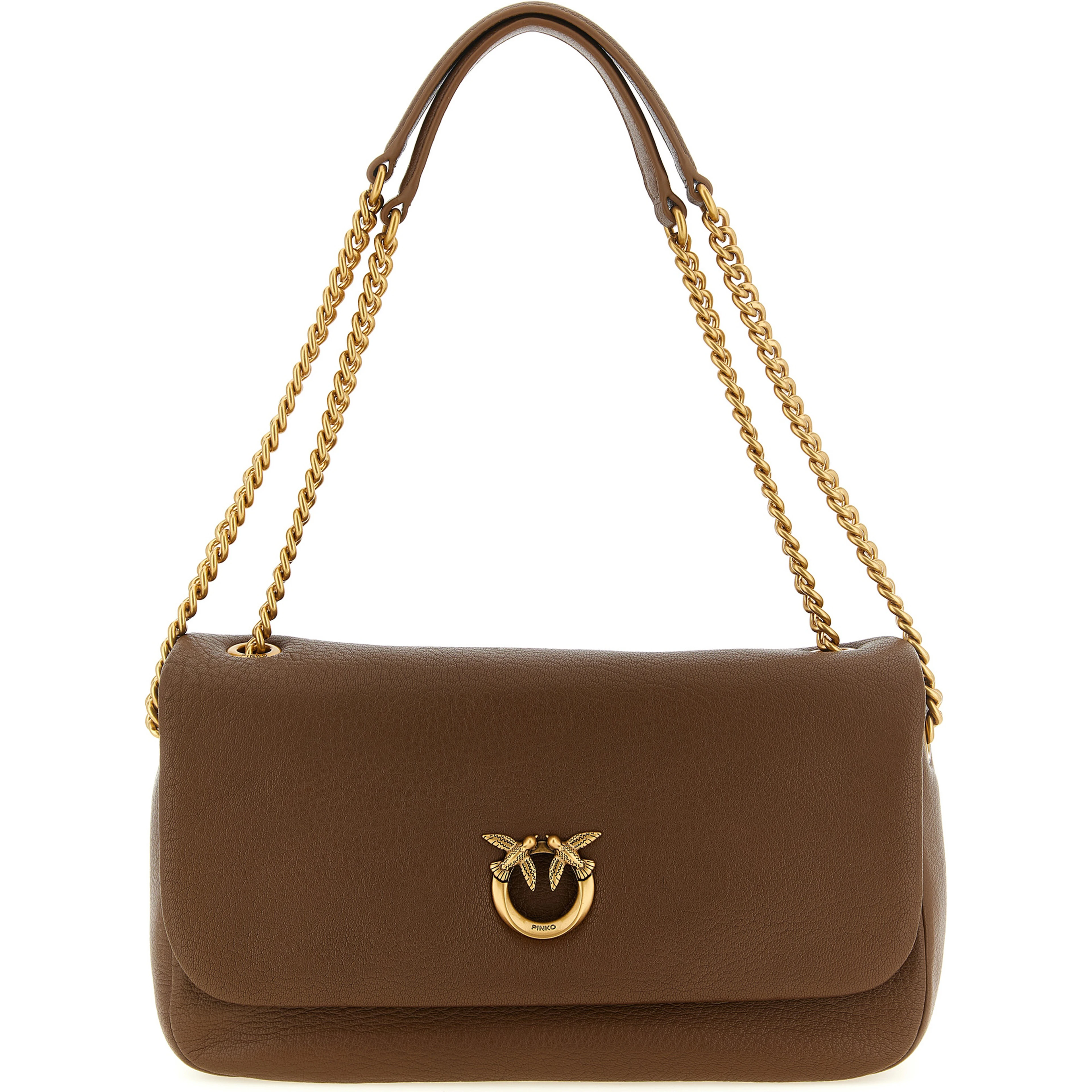 Brown Lamb Leather Shoulder Bag