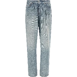 Blue Cotton Straight-Leg Jeans