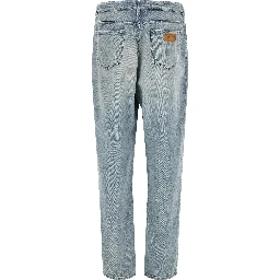 Blue Cotton Straight-Leg Jeans