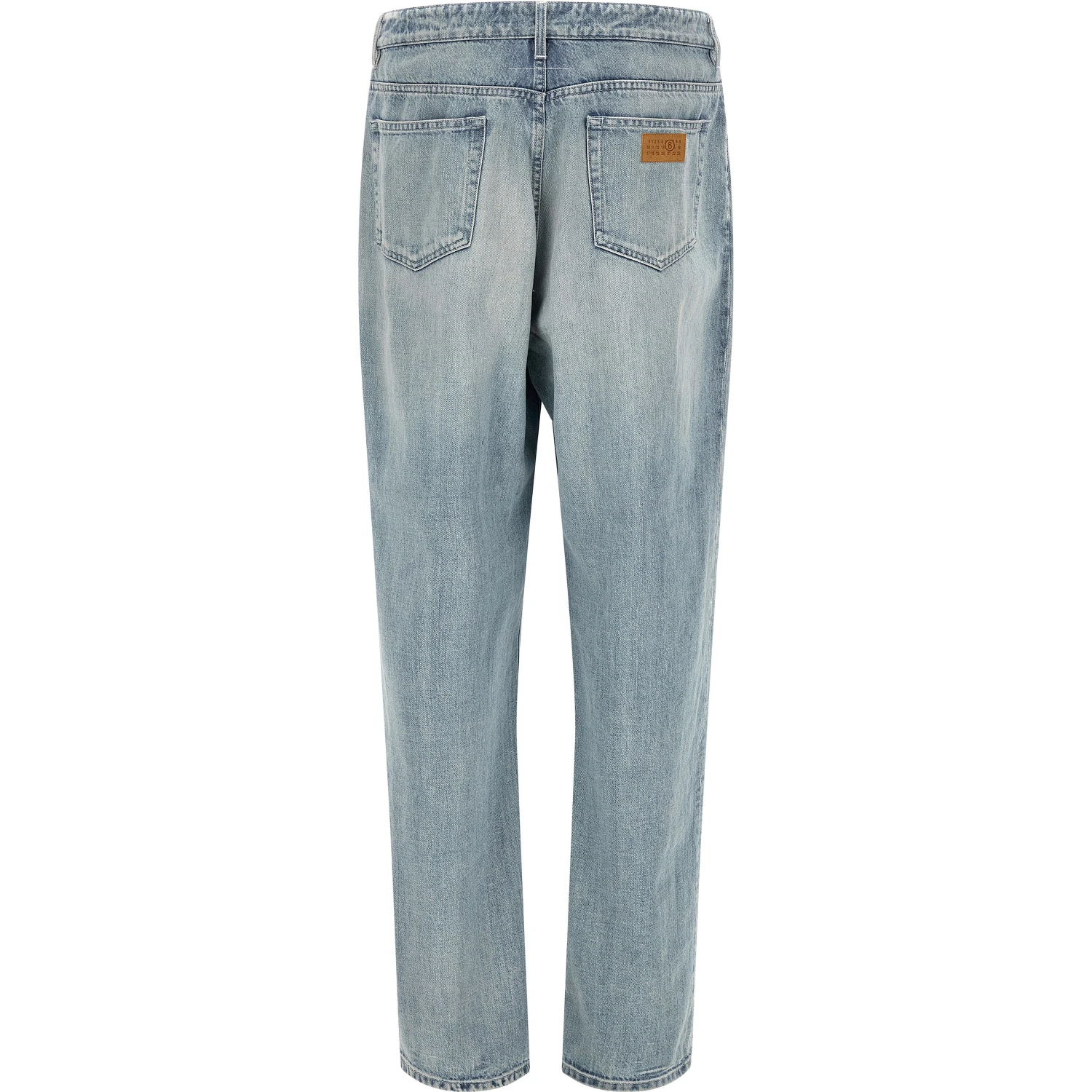 Blue Cotton Straight-Leg Jeans