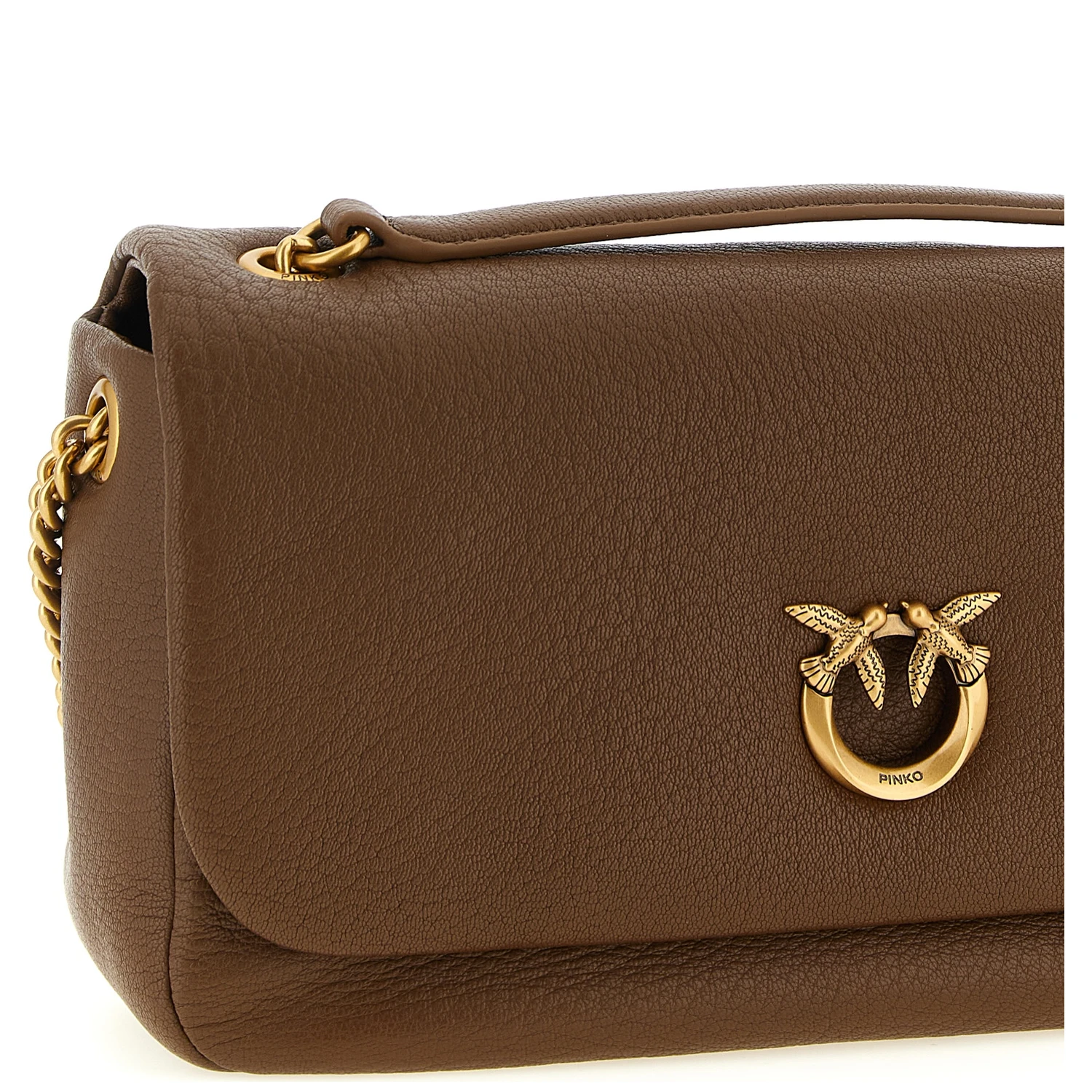 Brown Lamb Leather Shoulder Bag