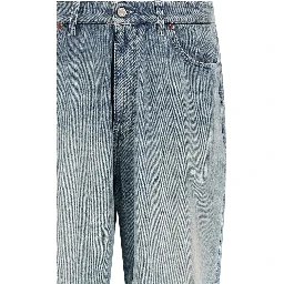 Blue Cotton Straight-Leg Jeans