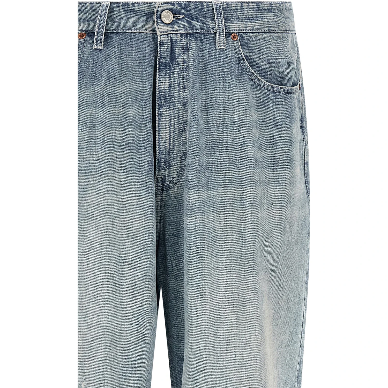 Blue Cotton Straight-Leg Jeans