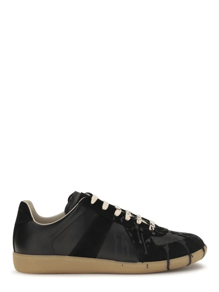 Black Suede Leather Athletic Sneakers