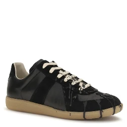 Black Suede Leather Athletic Sneakers