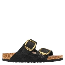 Black Synthetic Flat Sandals