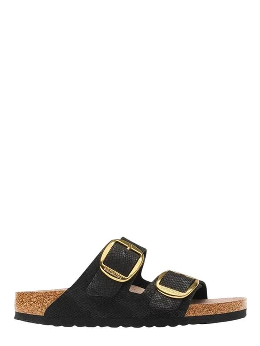 Black Synthetic Flat Sandals