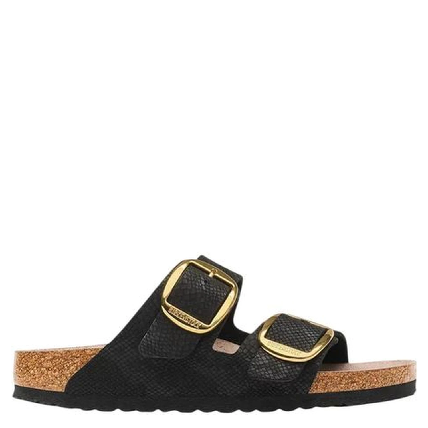 Black Synthetic Flat Sandals