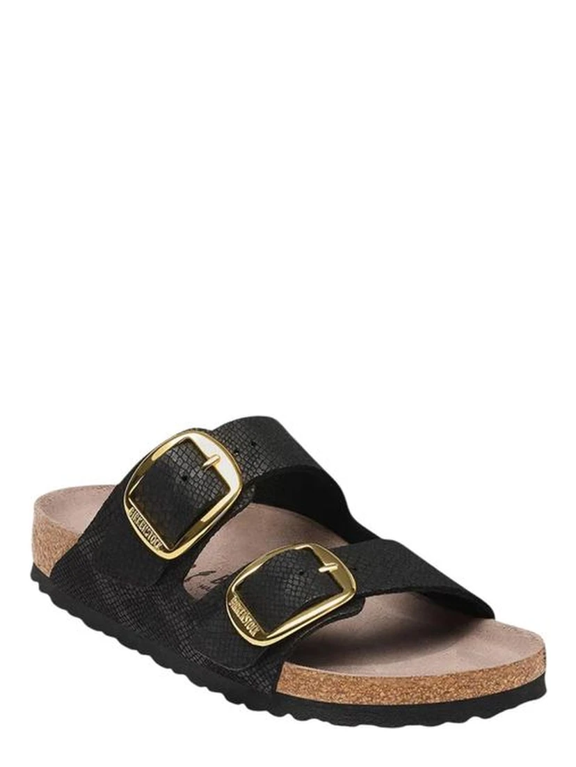 Black Synthetic Flat Sandals