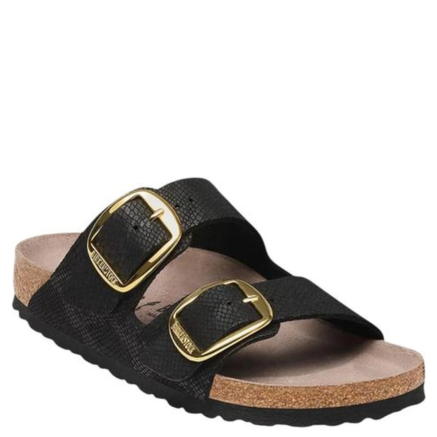 Black Synthetic Flat Sandals