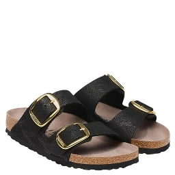 Black Synthetic Flat Sandals