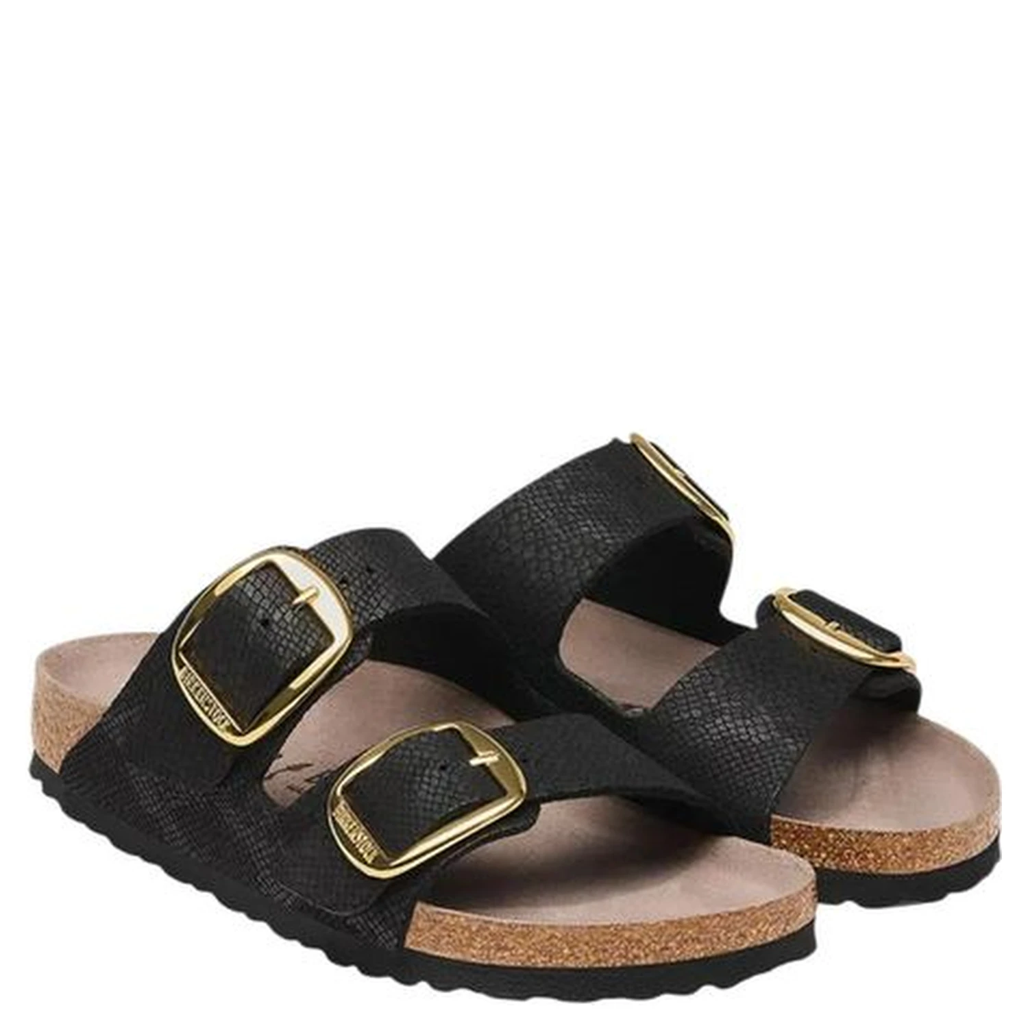 Black Synthetic Flat Sandals