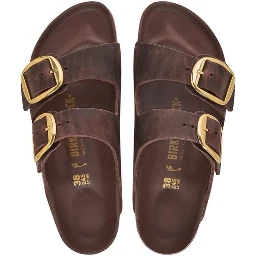 Brown Leather Flat Sandals