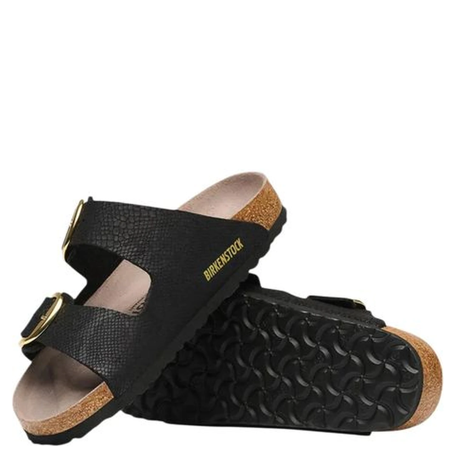 Black Synthetic Flat Sandals