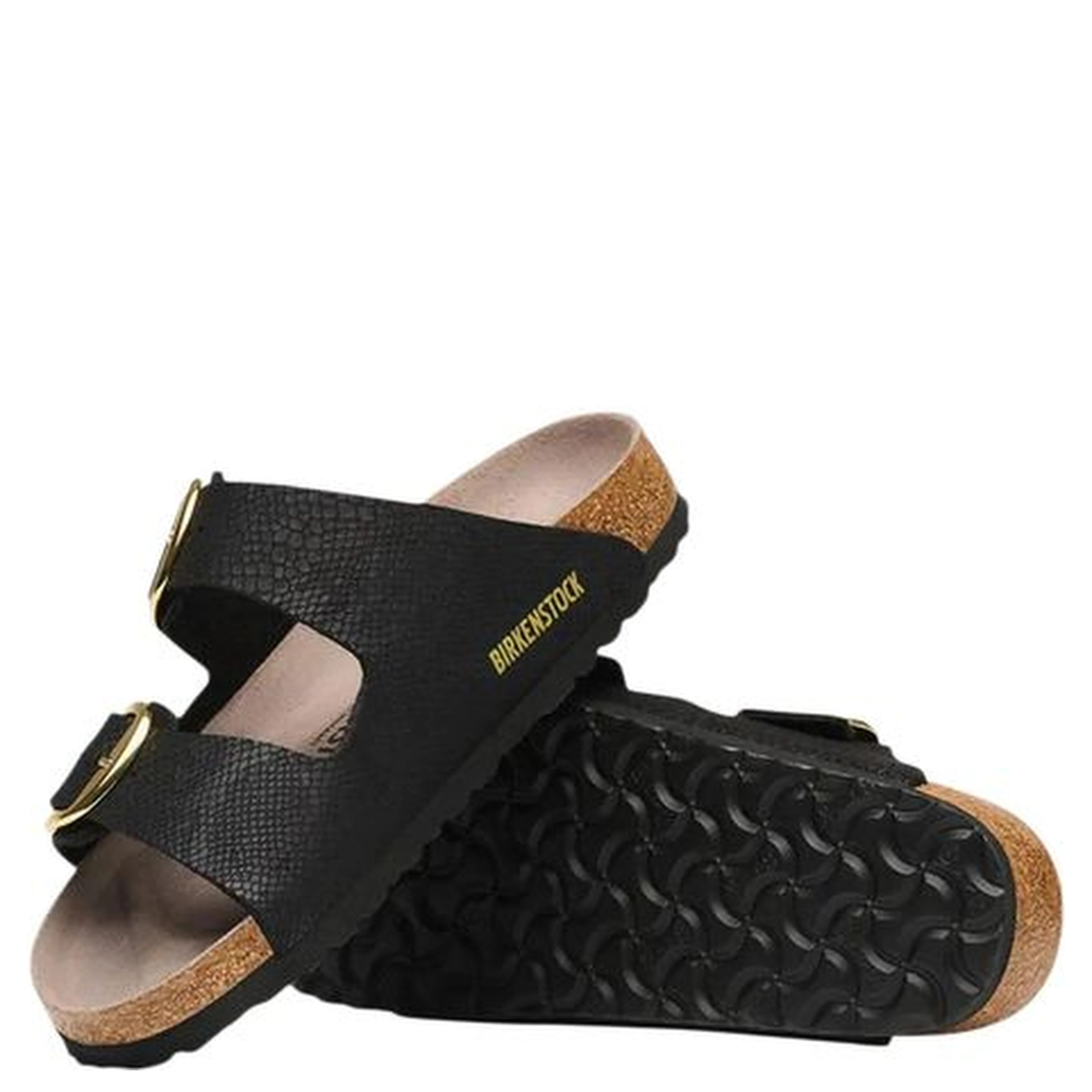 Black Synthetic Flat Sandals