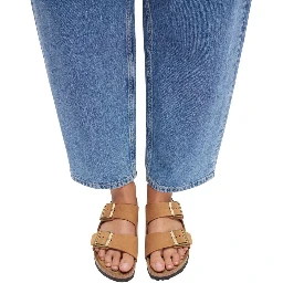 Brown Leather Flat Sandals
