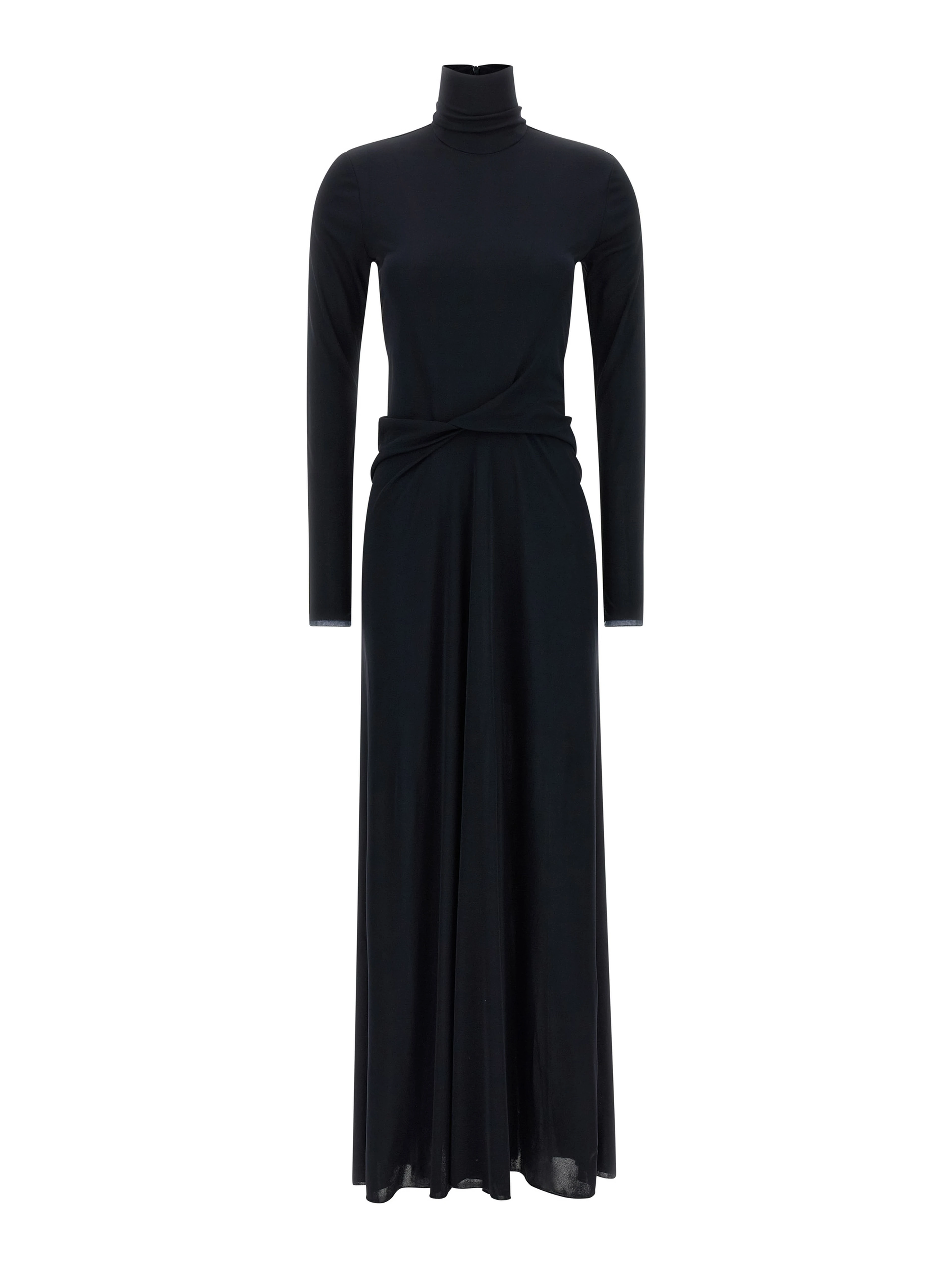 Blue Viscose Long Dress