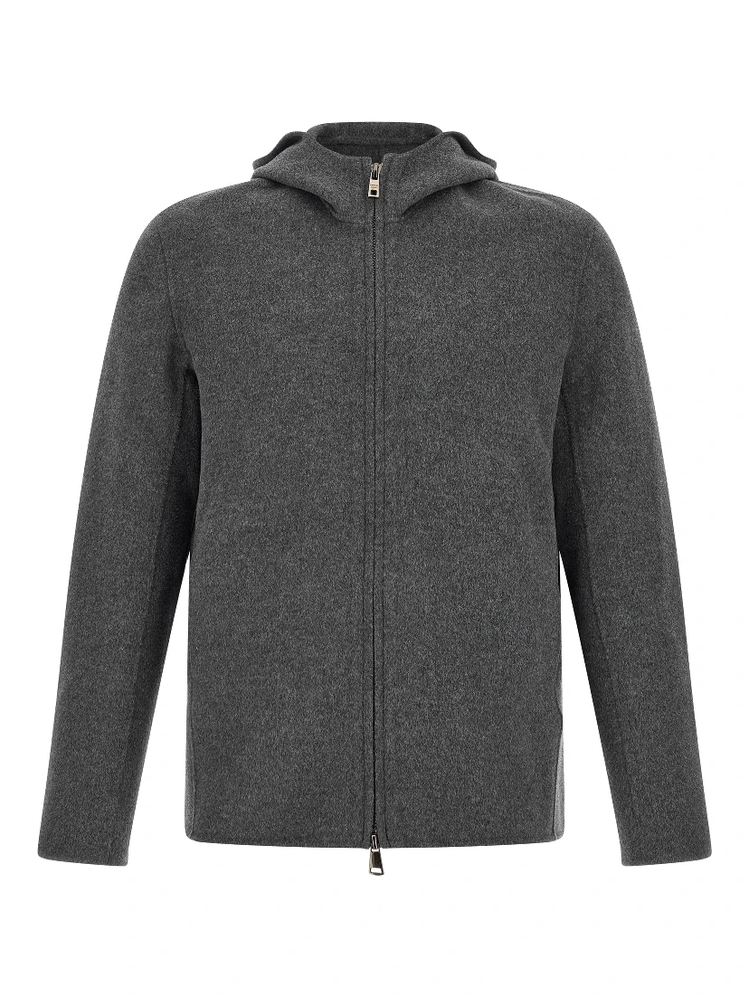 Gray Wool Full-Length Jacket