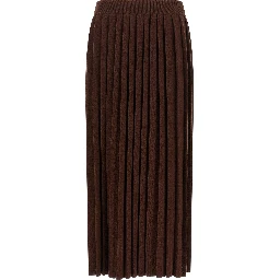 Brown Virgin Wool Midi Skirt