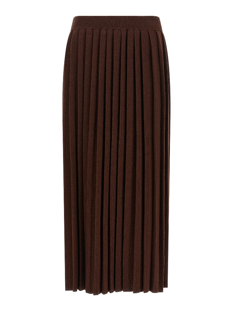 Brown Virgin Wool Midi Skirt