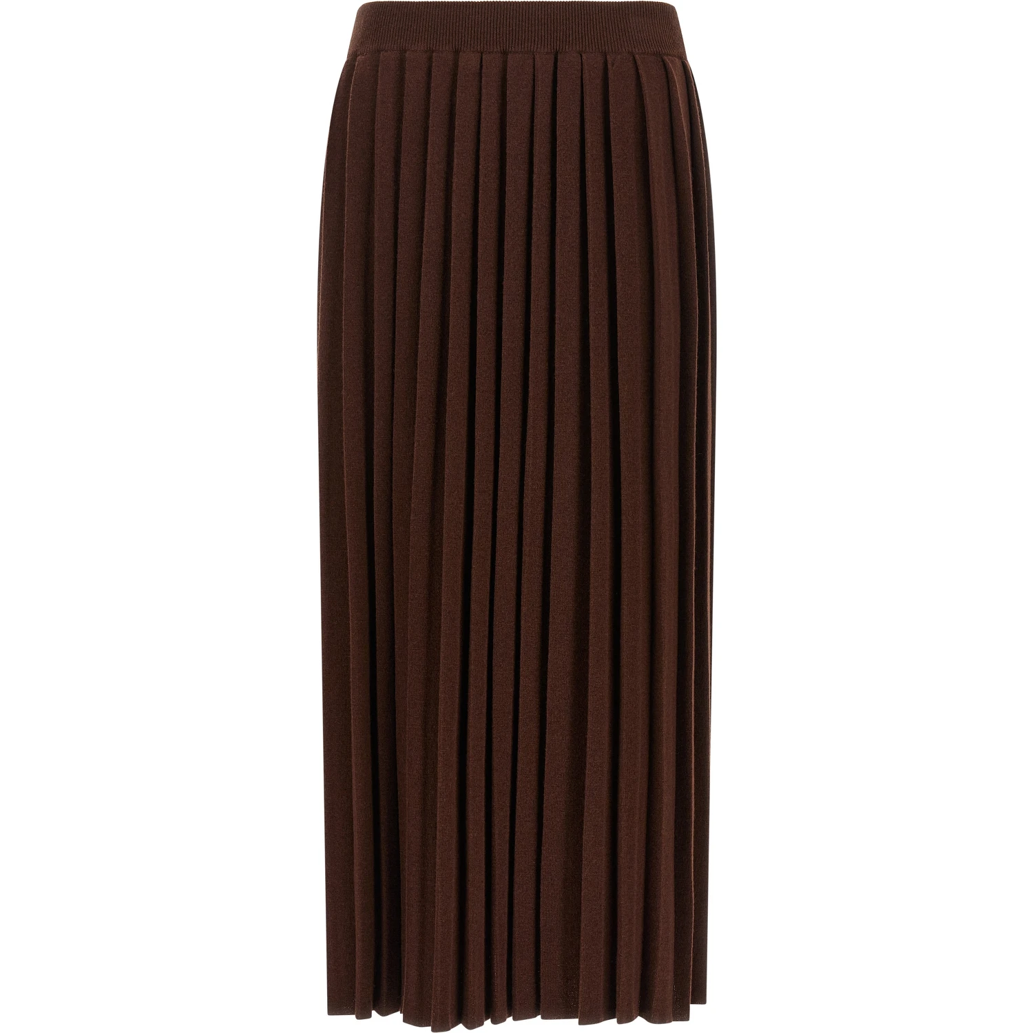 Brown Virgin Wool Midi Skirt