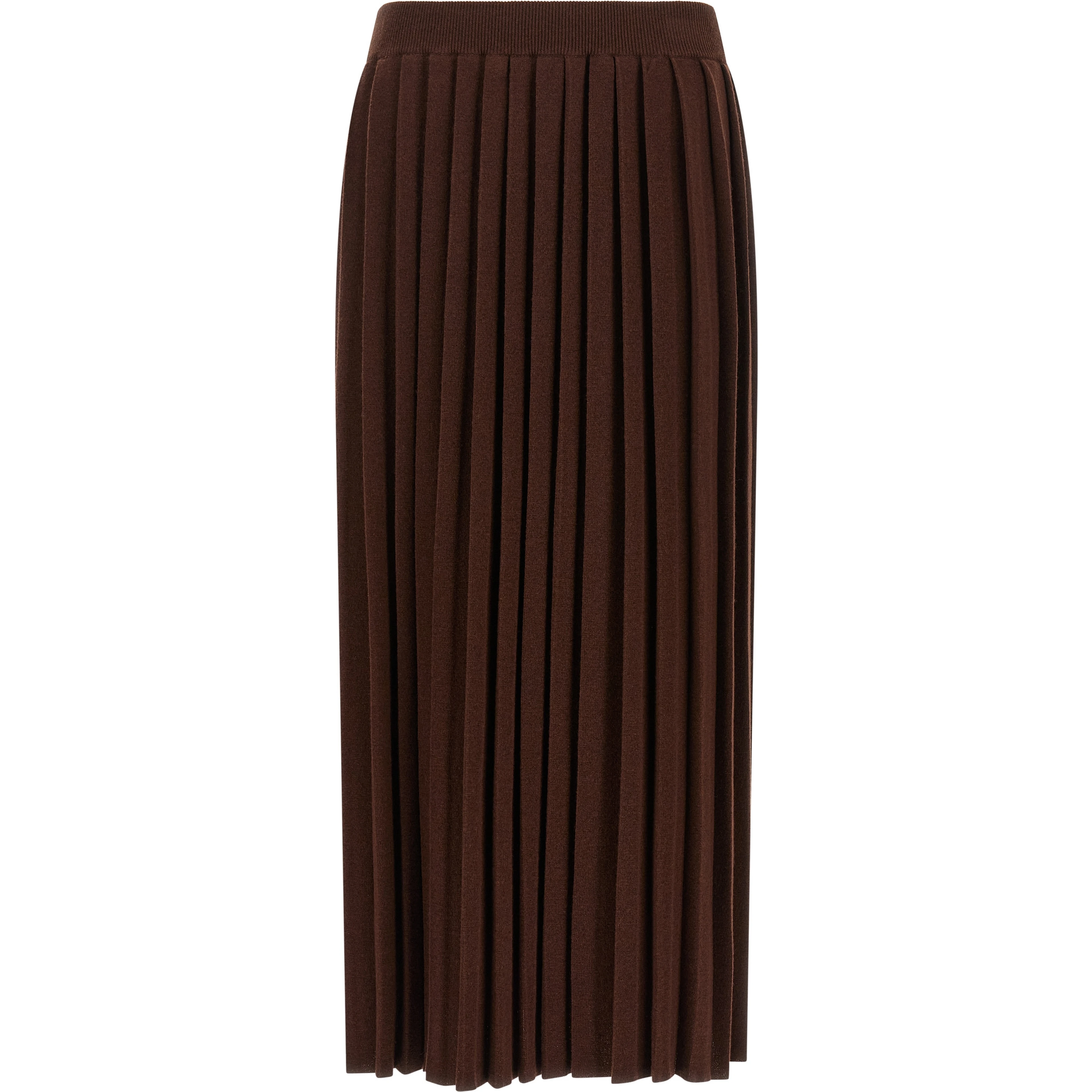 Brown Virgin Wool Midi Skirt