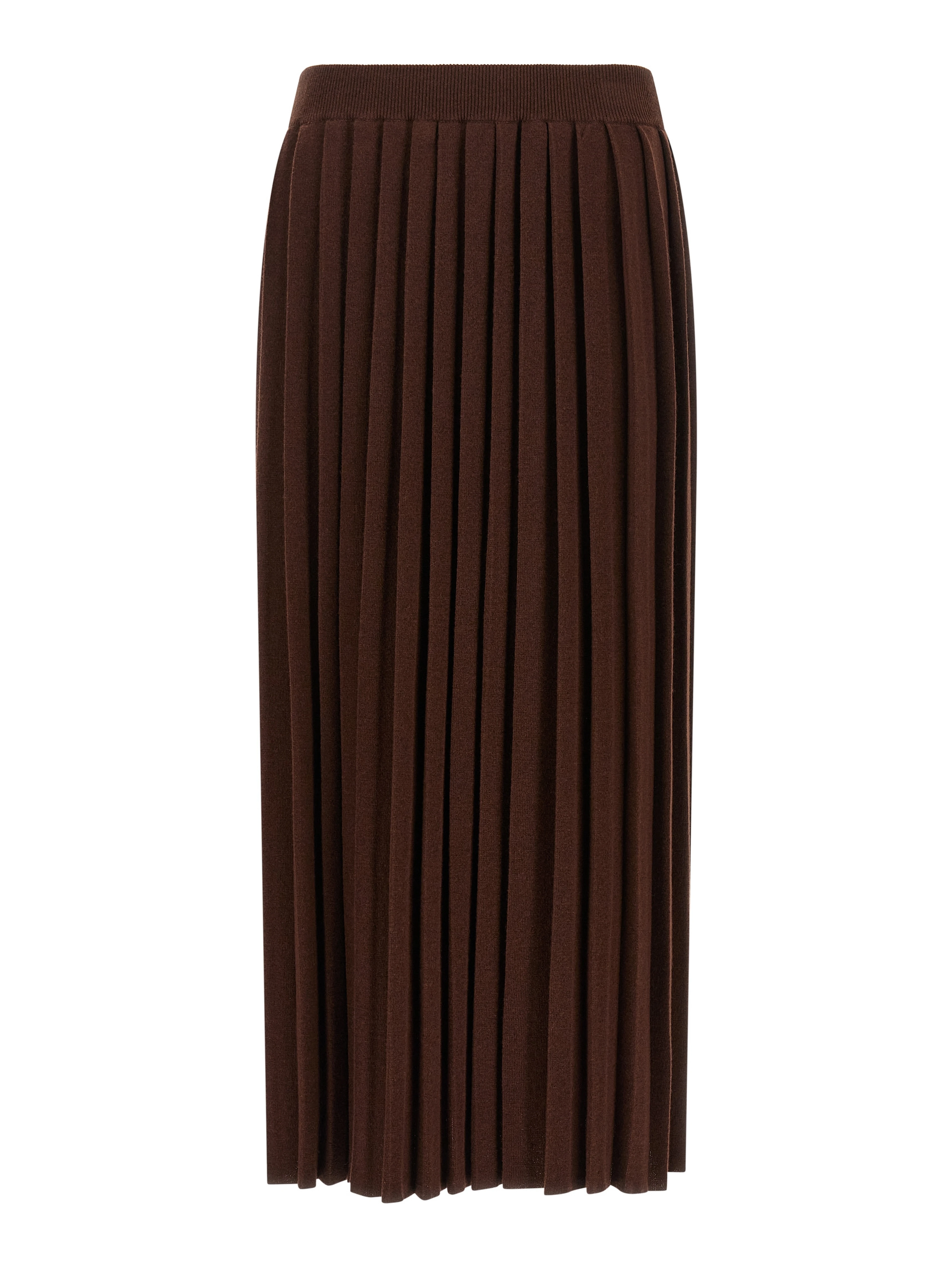 Brown Virgin Wool Midi Skirt