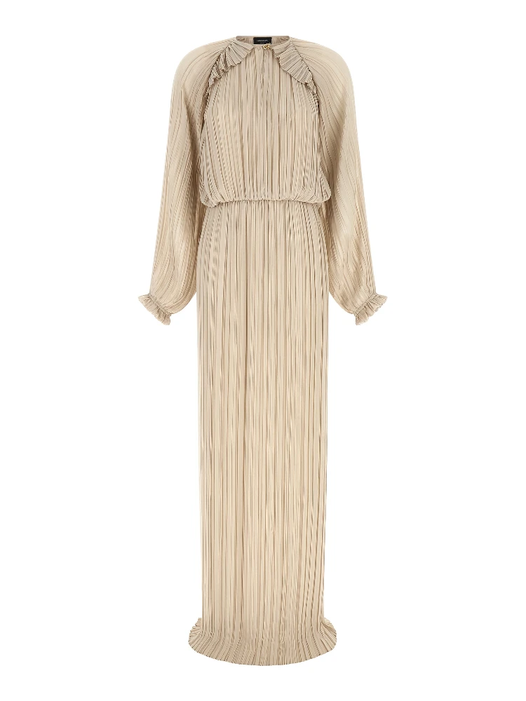 Beige Polyester Long Dress