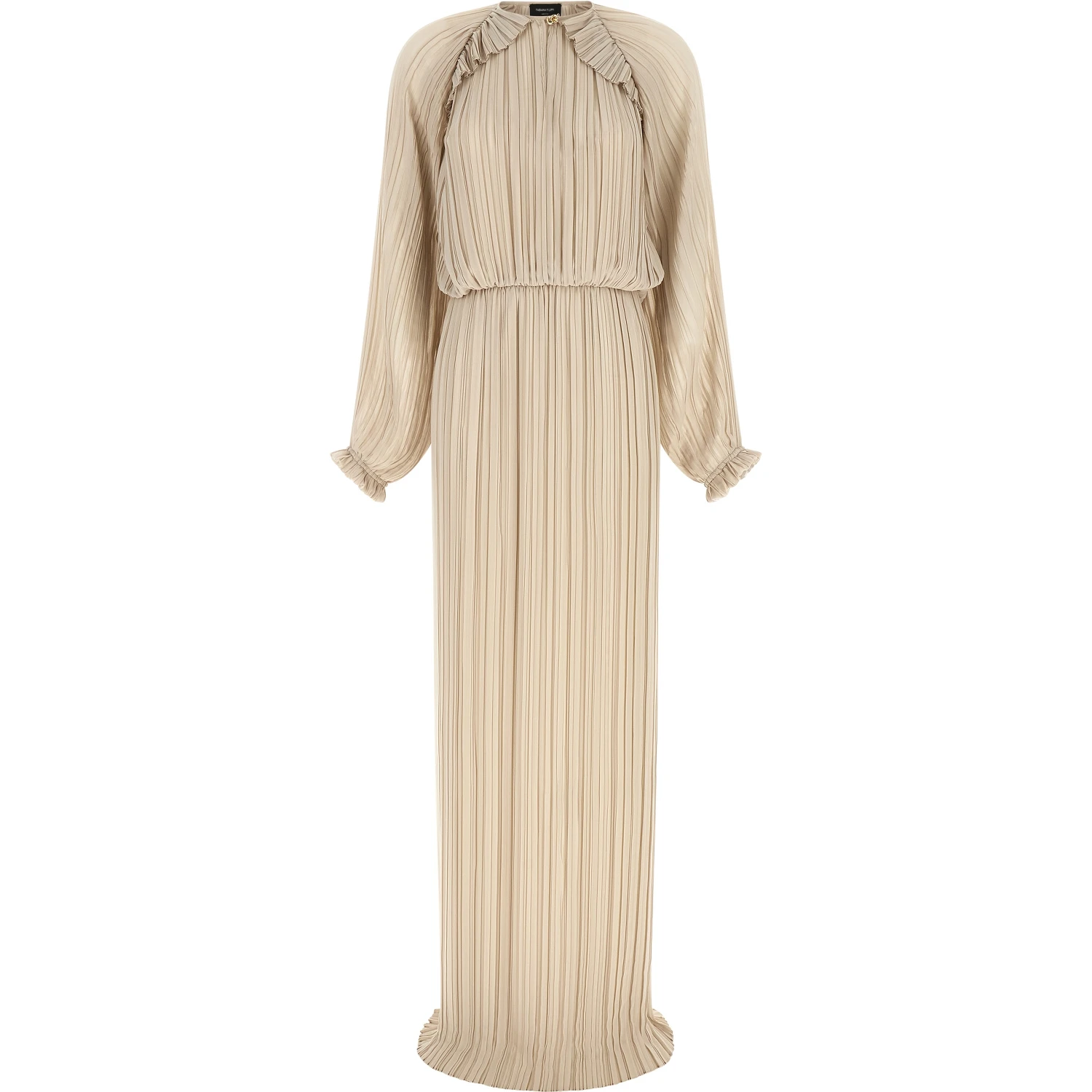 Beige Polyester Long Dress