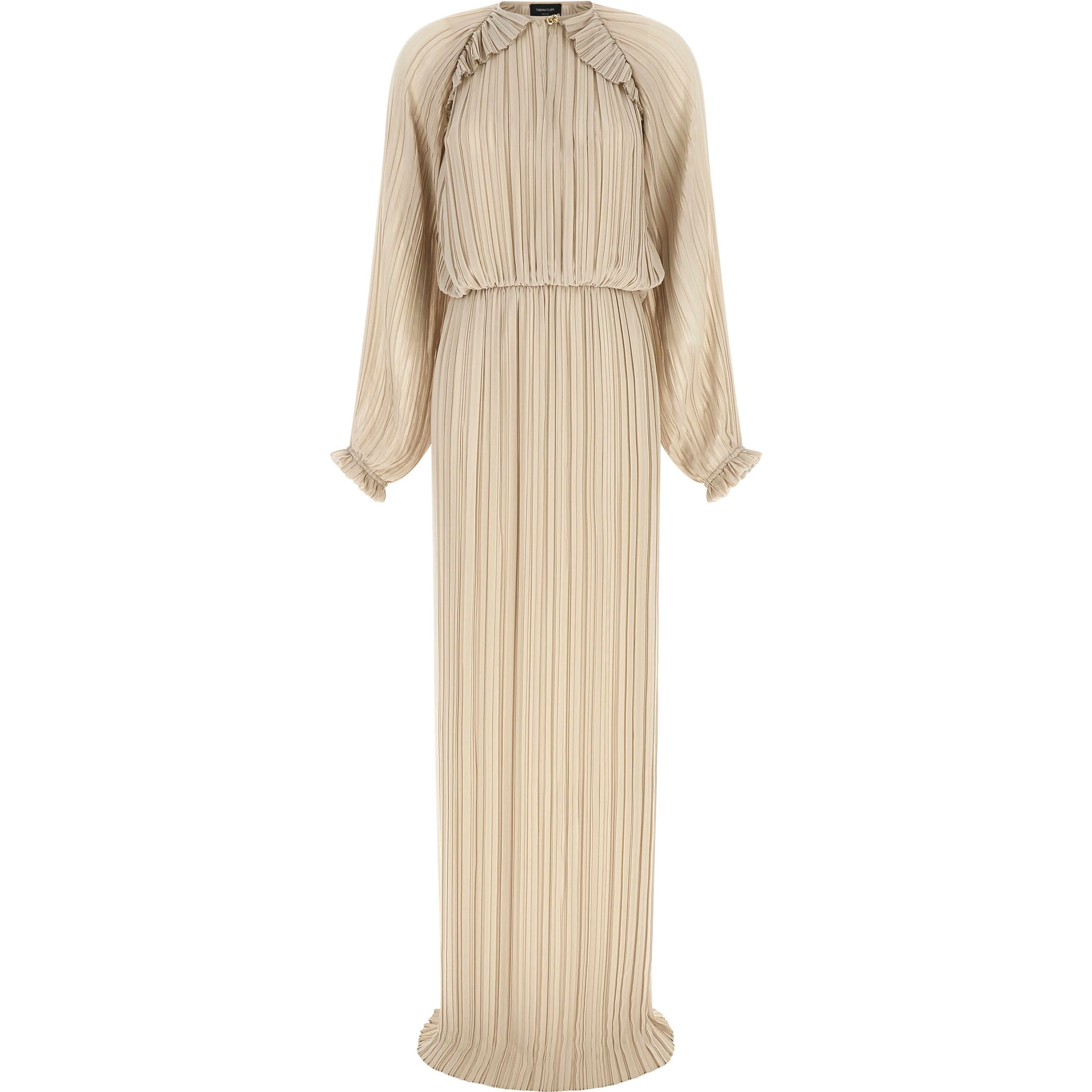 Beige Polyester Long Dress