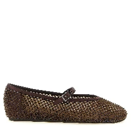 Brown Polyamide Ballet Flats