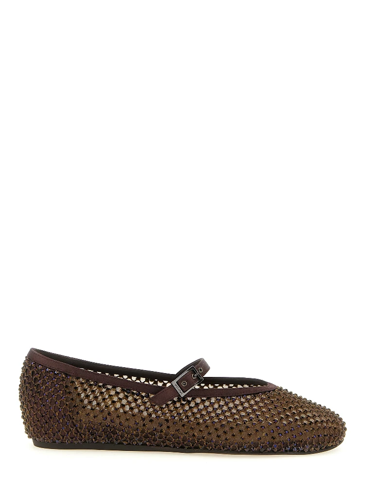 Brown Polyamide Ballet Flats