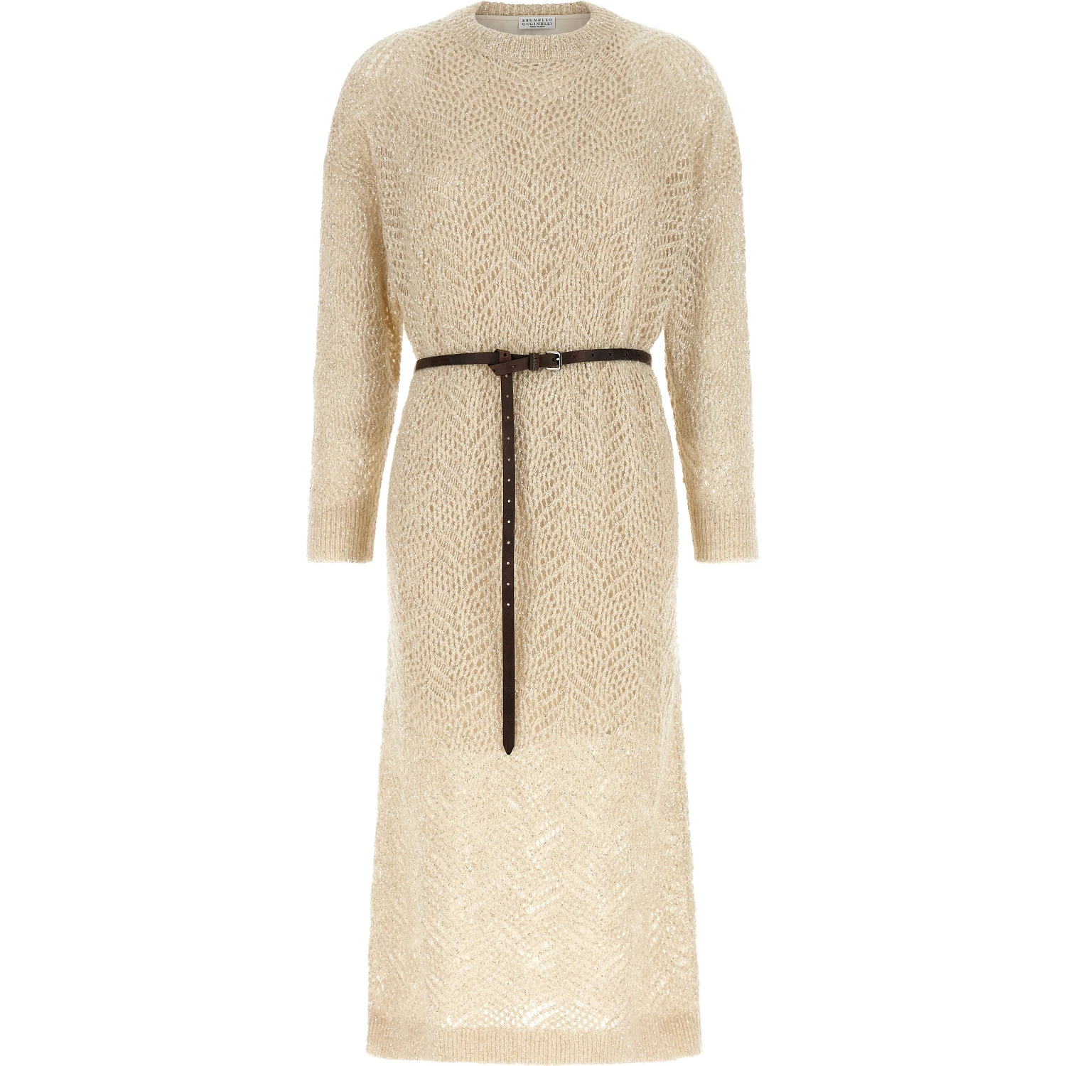 Beige Polyamide Midi Dress