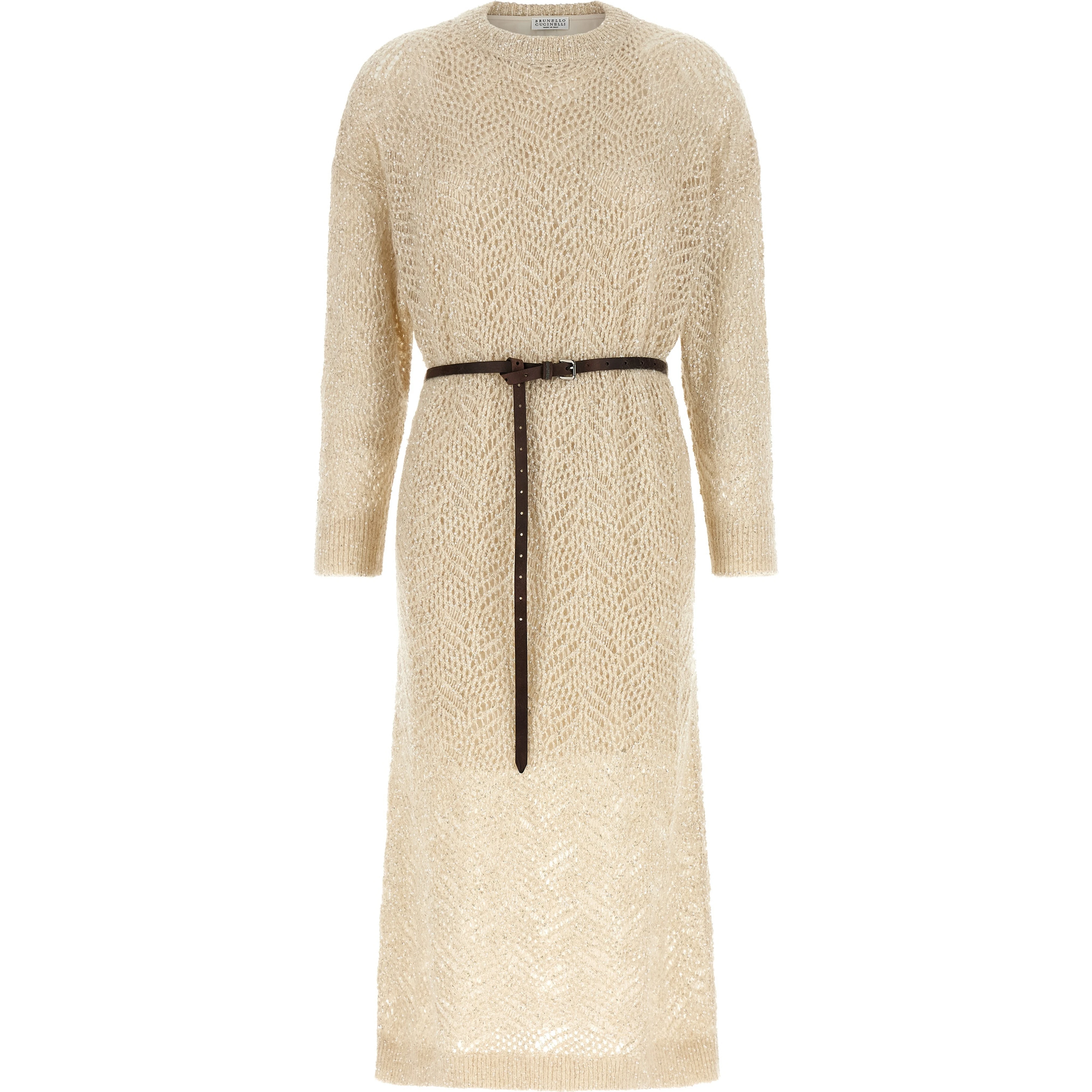 Beige Polyamide Midi Dress