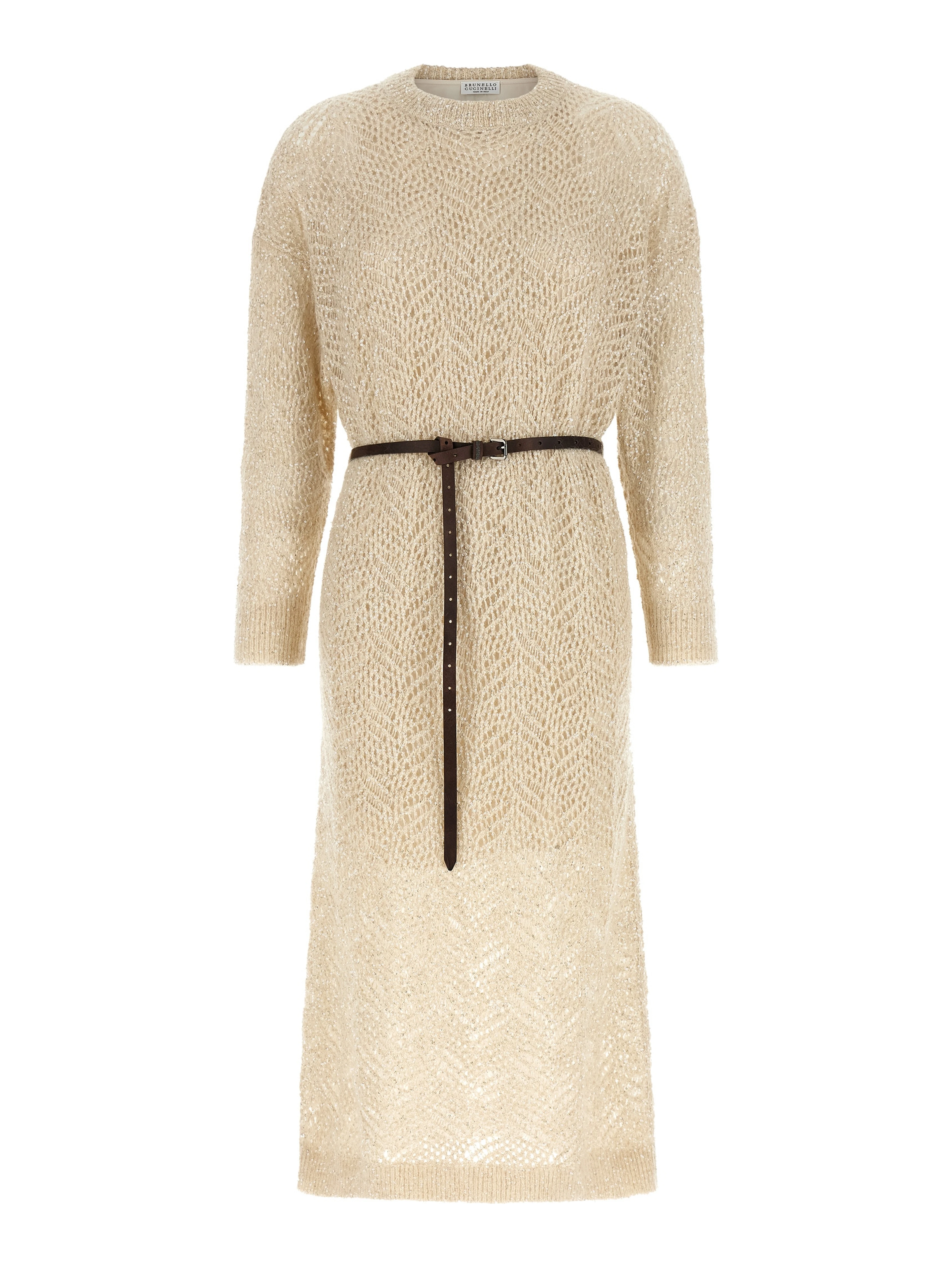 Beige Polyamide Midi Dress