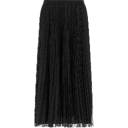 Blue Polyester Midi Skirt