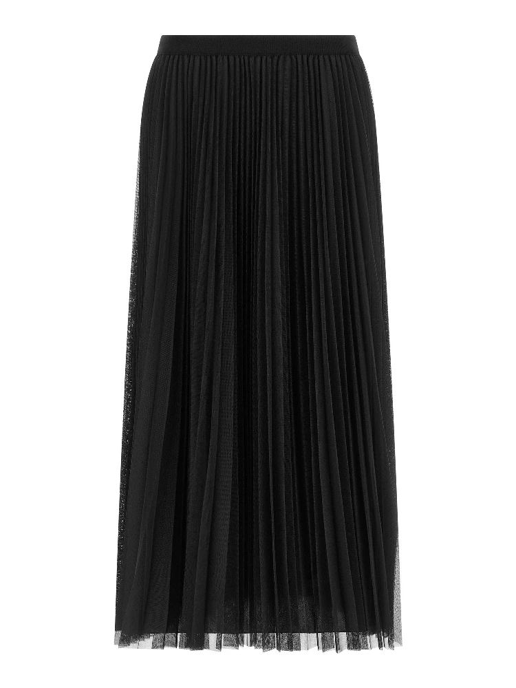 Blue Polyester Midi Skirt