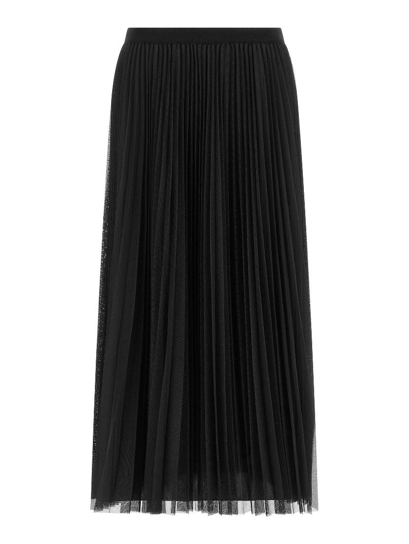 Blue Polyester Midi Skirt