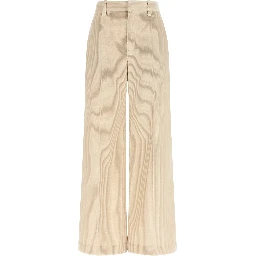 Beige Cotton Casual Pants