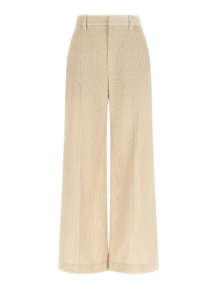 Beige Cotton Casual Pants