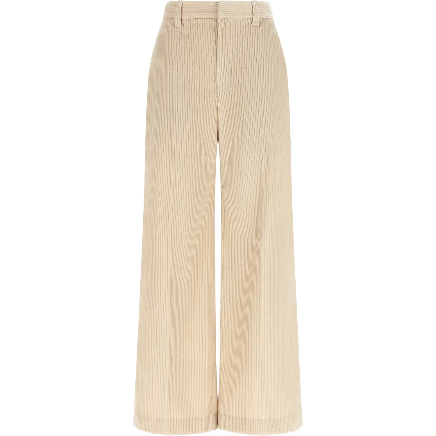 Beige Cotton Casual Pants