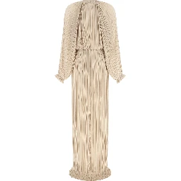 Beige Polyester Long Dress