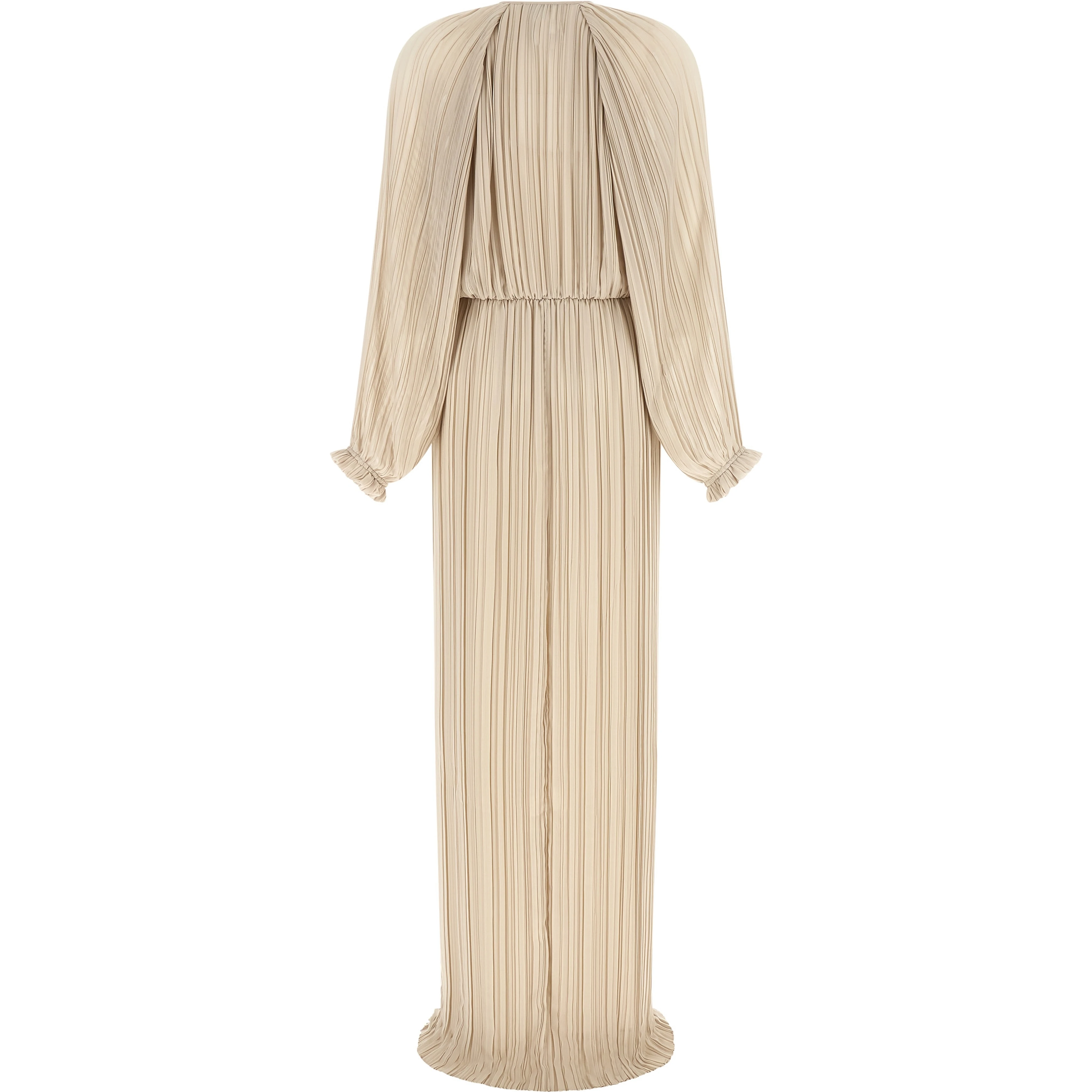 Beige Polyester Long Dress