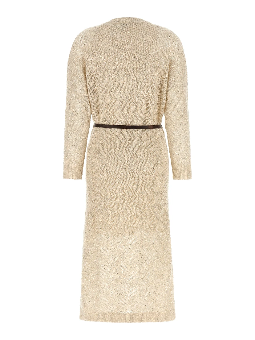 Beige Polyamide Midi Dress