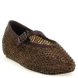 Brown Polyamide Ballet Flats