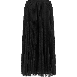 Blue Polyester Midi Skirt