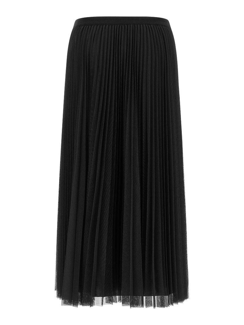 Blue Polyester Midi Skirt